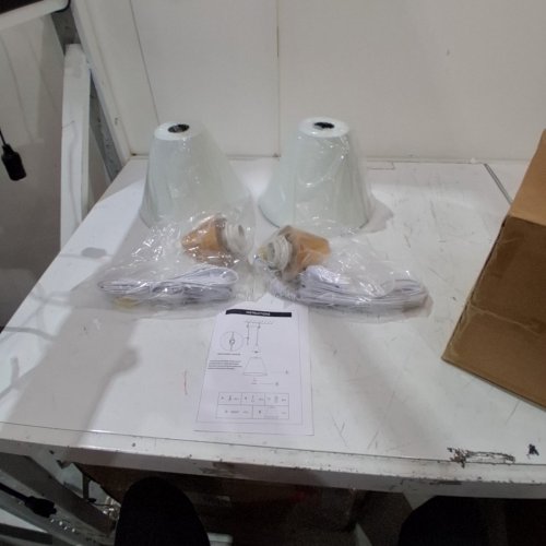 2PK SESIMENT FARMHOUSE INDUSTRAIL HANGING PENDANT LIGHTS - 9.4" - WHITE (MODEL‎C-P-B-2) image 2