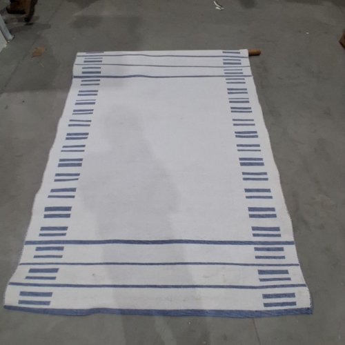 THRESHOLD BROKEN STRIPED WOVEN AREA RUG- 5FT X 7FT - CREAM/BLUE (MODEL: 066 04 7700) image 2