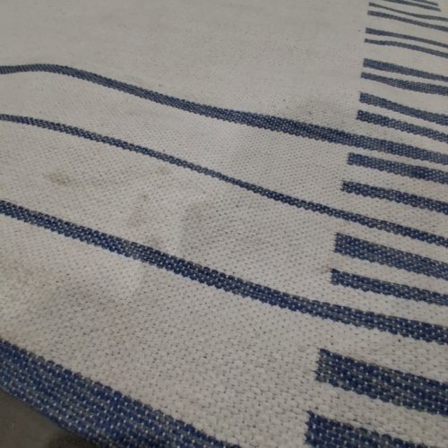 THRESHOLD BROKEN STRIPED WOVEN AREA RUG- 5FT X 7FT - CREAM/BLUE (MODEL: 066 04 7700) image 4
