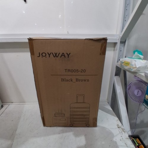 3PC JOYWAY HARDSIDE CARRY ON LUGGAGE SET - 20" - BLACK AND BROWN (MODEL: TR005-20) image 6
