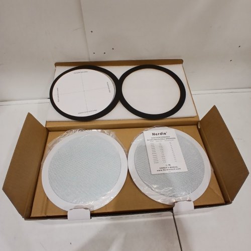 2PK HERDIO 6.5" BLUETOOTH IN-CEILING SPEAKERS - 160W 2-WAY FLUSH MOUNT INDOOR/OUTDOOR SPEAKER WITH FULL RANGE STEREO SOUND - WHITE (MODEL: HCS818) image 2