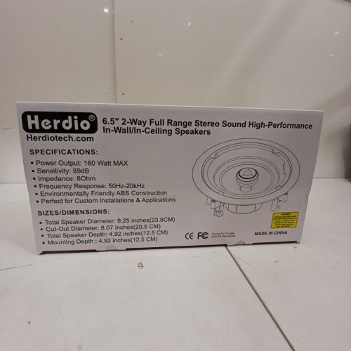 2PK HERDIO 6.5" BLUETOOTH IN-CEILING SPEAKERS - 160W 2-WAY FLUSH MOUNT INDOOR/OUTDOOR SPEAKER WITH FULL RANGE STEREO SOUND - WHITE (MODEL: HCS818) image 4