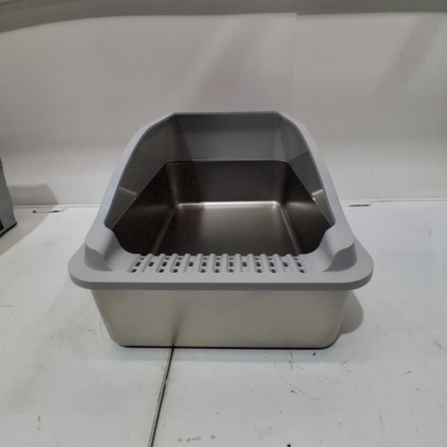 STAINLESS STEEL CAT LITTER BOX WITH SCOOP - GREY image 2