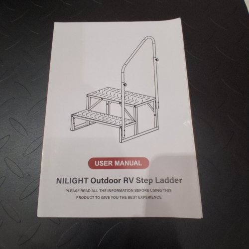 NILIGHT 2-STEP RV STAIR LADDER WITH HANDRAIL - BLACK image 2