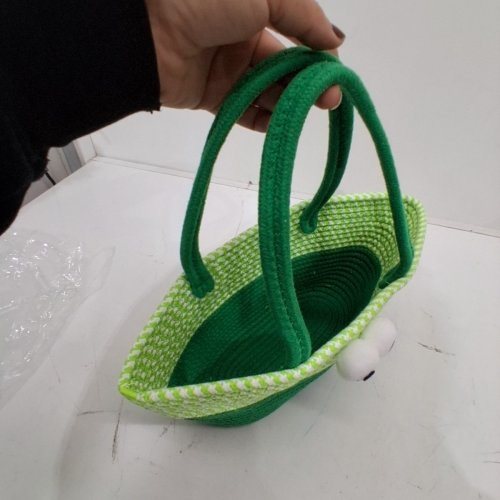 XYAIYT WOVEN COTTON THREAD DESKTOP STORAGE BASKET WITH HANDLES - GREEN image 3
