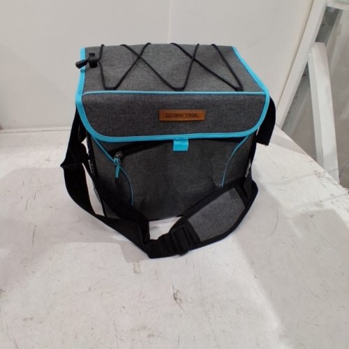 OZARK TRAIL COLLAPSIBLE COOLER WITH HARD LINER - 8 QT - GRAY AND TURQUOISE image 2
