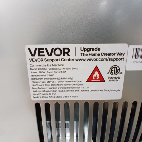 COMMERCIAL ICE MAKER MACHINE - 80 LBS/24H - STAINLESS STEEL (MODEL: LB70TA-D) image 9