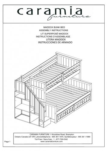 CARAMIA FURNITURE KID'S WOODEN BUNK BED WITH STAIRCASE AND STORAGE - TWIN OVER FULL - SUNSET BROWN - (MODEL: MADDOX) image 2