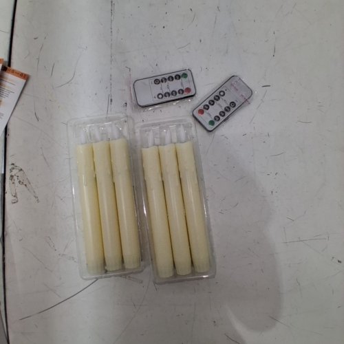 6PK FLAMELESS TAPER DRIPPING WAX EFFECT CANDLES -7.5''- IVORY image 2