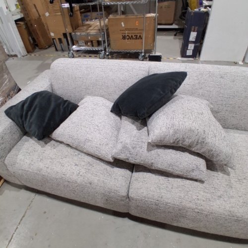 3 SEAT SECTIONAL MODERN CORDUROY SOFA WITH PILLOWS - 118" X 39" X 28" - LIGHT GRAY image 9