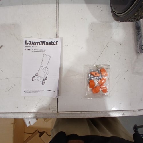 LAWNMASTER ENVIRONMENTALLY FRIENDLY MOTORLESS PUSH REEL LAWN MOWER - 18" - 5" BLADE - ORANGE (MODEL: LMRM1801) image 3