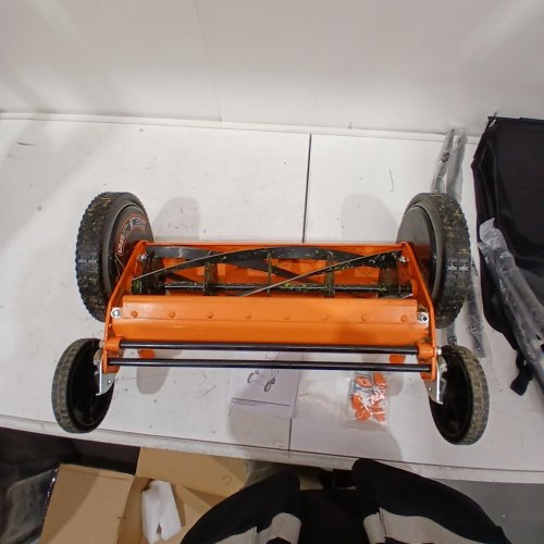 LAWNMASTER ENVIRONMENTALLY FRIENDLY MOTORLESS PUSH REEL LAWN MOWER - 18" - 5" BLADE - ORANGE (MODEL: LMRM1801) image 5