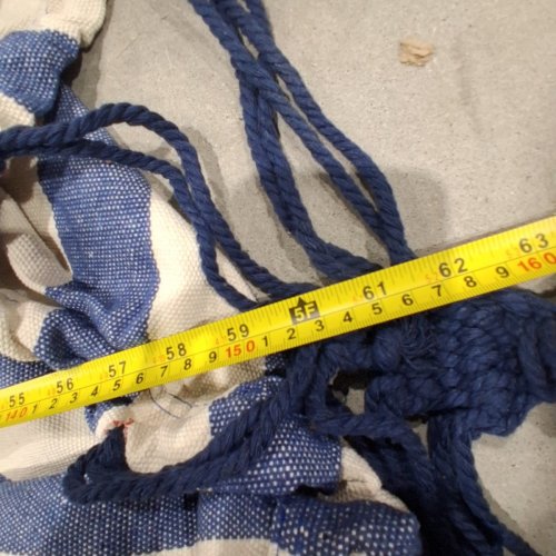 BRAZILIAN STYLE CAMPING HAMMOCK WITH HANGING ROPES AND CARRY BAG - 102" X 59" - BLUE AND WHITE image 5