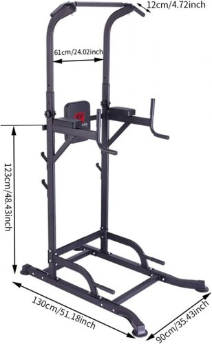 KINGKANG HEIGHT-ADJUSTABLE MULTIFUNCTION POWER TOWER WORKOUT STATION - 330LBS WEIGHT CAPACITY - BLACK - (MODEL: KK-T055-KN) image 3