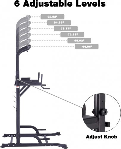 KINGKANG HEIGHT-ADJUSTABLE MULTIFUNCTION POWER TOWER WORKOUT STATION - 330LBS WEIGHT CAPACITY - BLACK - (MODEL: KK-T055-KN) image 4
