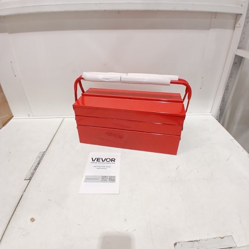 VEVOR METAL PORTABLE FOLDING TOOL BOX ORGANIZER WITH HANDLE & LOCK HOLE -18" 3-TIER 5 - RED (MODEL: HM-457) image 2