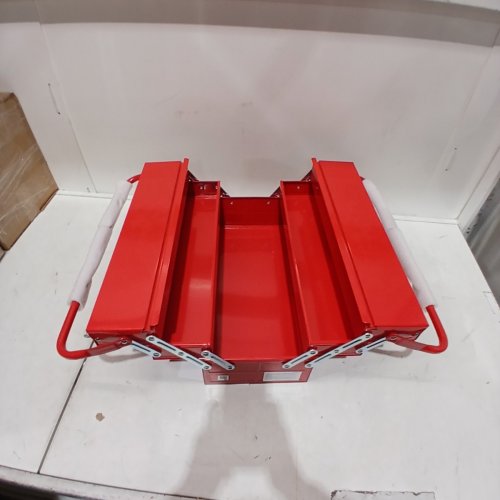 VEVOR METAL PORTABLE FOLDING TOOL BOX ORGANIZER WITH HANDLE & LOCK HOLE -18" 3-TIER 5 - RED (MODEL: HM-457) image 3