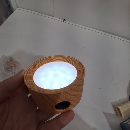 2PK AMETHEUS MAGNETIC ROUND LED LIGHTS WITH 3 COLOR TEMPERATURES & REMOTE - 3" - WOOD image 2