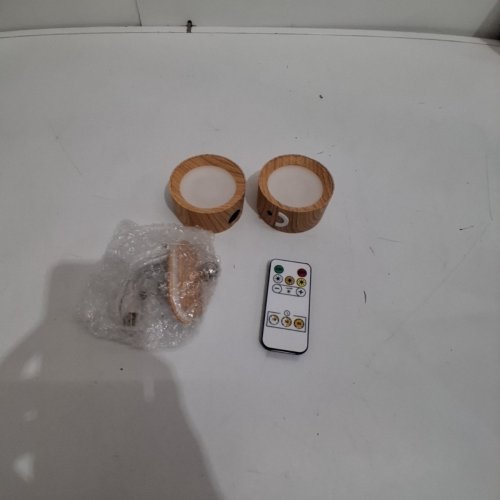 2PK AMETHEUS MAGNETIC ROUND LED LIGHTS WITH 3 COLOR TEMPERATURES & REMOTE - 3" - WOOD image 3