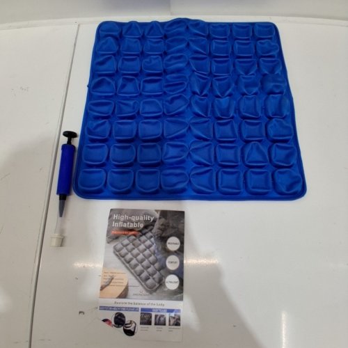 PORTABLE BREATHABLE AIR INFLATABLE TRAVEL SEAT CUSHION - 18" X 16" - BLUE image 2
