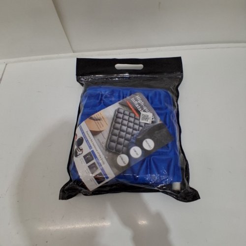 PORTABLE BREATHABLE AIR INFLATABLE TRAVEL SEAT CUSHION - 18" X 16" - BLUE image 4