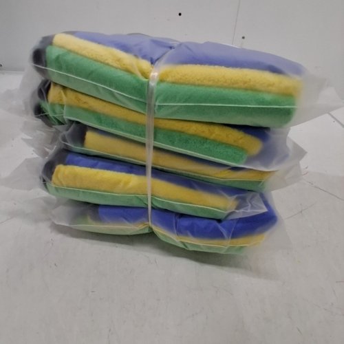 5 (3PK) PREMIUM MICROFIBER CLEANING CLOTH FOR CAR, KITCHEN, GLASS - 12" - GREEN / BLUE / YELLOW image 2
