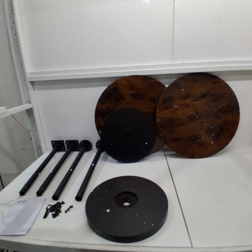 2PC YATINEY ROUND COUNTER HEIGHT BAR TABLES - 22" X 39" - RUSTIC BROWN/BLACK (MODEL: BT05L2BRY1) image 2