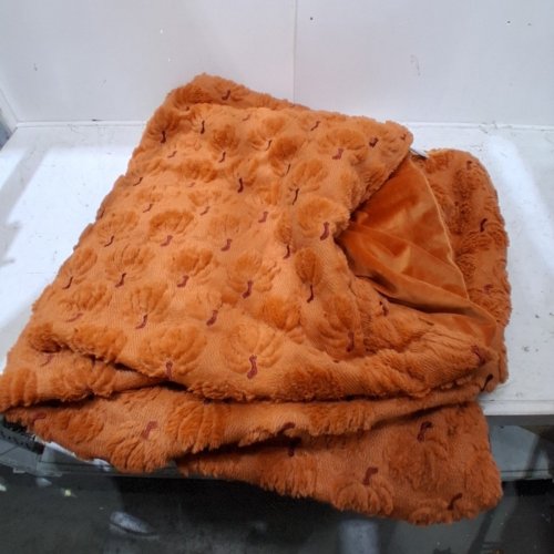 EMBROIDERED PUMPKIN PRINT PLUSH BLANKET - 60" X 70" - ORANGE (ITEM: 1901555) image 3