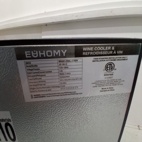 EUHOMY COMPACT COUNTERTOP MINI WINE/DRINKS COOLER FRIDGE - 96L - BLACK (MODEL: BR001-55BL-CAEH) image 5