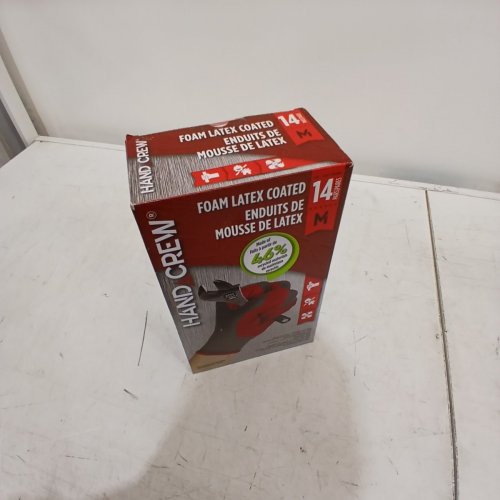 14 PAIR HAND CREW FOAM LATEX COATED WORK GLOVES - MEDIUM - RED/GREY/BLACK (MODEL: 1769987) image 3