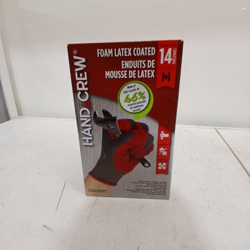 14 PAIR HAND CREW FOAM LATEX COATED WORK GLOVES - MEDIUM - RED/GREY/BLACK (MODEL: 1769987) image 4