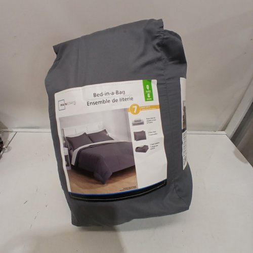 7PC MAINSTAYS BED-IN-A-BAG BEDDING SET - QUEEN 88" X 92" COMFORTER - GRAY image 4
