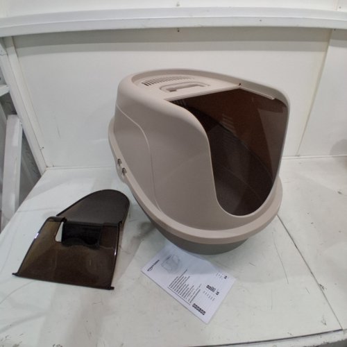 AMAZON BASICS NO-MESS ENCLOSED HOODED CAT LITTER BOX - BEIGE image 2
