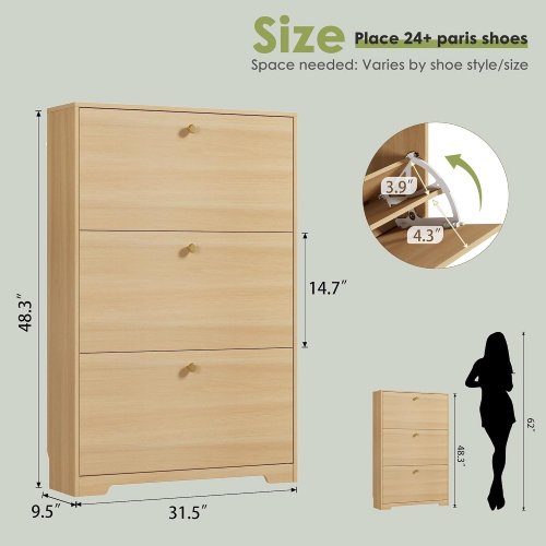 NICETREE SHOE STORAGE CABINET - 48.3" X 9.5" X 31.5" - BLACK (MODEL: NT-SC004) image 2