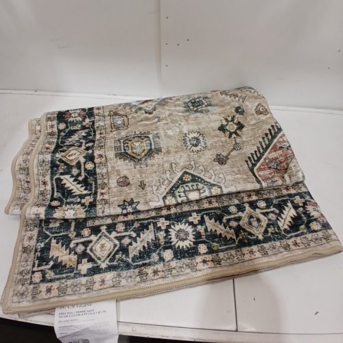 WASH LUXE GEOMETRIC AREA RUG - 5FT X 7FT - LIGHT BROWN/ BLUE (ITEM: TNC-33690) image 2