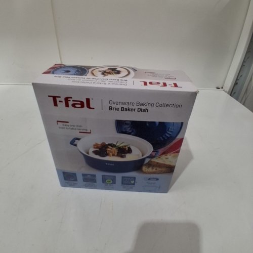 T-FAL OVENWARE BAKING COLLECTION CERAMIC BRIE BAKER DISH WITH LID AND HANDLES - 7" X 4" - BLUE image 4