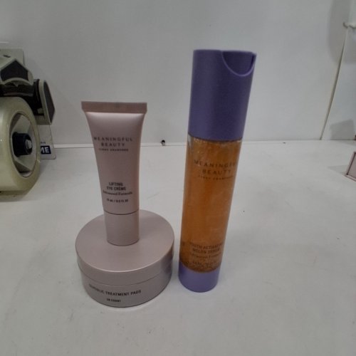3PC MEANINGFUL BEAUTY SKINCARE SET WITH EYE CREME, GLYCOLIC TREATMENT PADS, AND MELON SERUM - 15 ML / 0.5 FL OZ EYE CREME; 30 COUNT PADS image 3