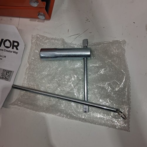 MOTORCYCLE SCISSOR LIFT JACK WITH WIDE DECK AND SAFETY PIN - 1100LBS MAX - ORANGE/BLACK (MODEL: MR8099-1) image 3