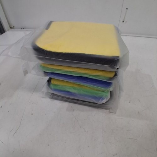 5 (3PK) PREMIUM MICROFIBER CLEANING CLOTH FOR CAR, KITCHEN, GLASS - 12" - GREEN / BLUE / YELLOW image 2