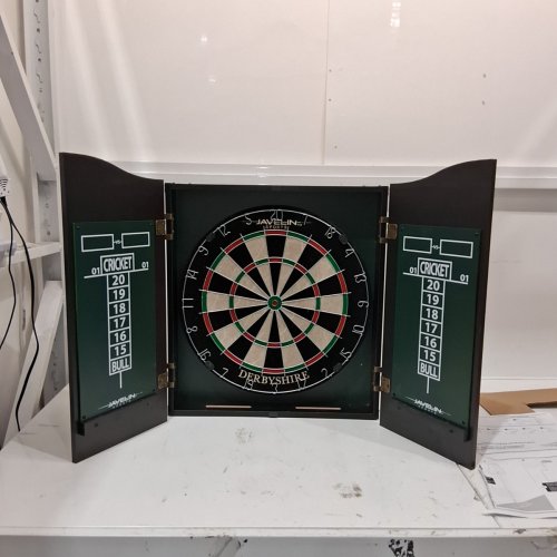 EASTPOINT JAVELIN SPORTS DERBYSHIRE BRISTLE DARTS DARTBOARD AND CABINET - 23.3" X 20.5" TO 39.75" - BLACK (MODEL: 1-1-76056-TDS) image 2