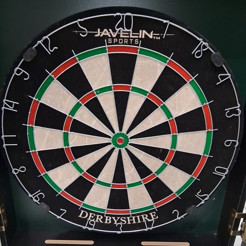 EASTPOINT JAVELIN SPORTS DERBYSHIRE BRISTLE DARTS DARTBOARD AND CABINET - 23.3" X 20.5" TO 39.75" - BLACK (MODEL: 1-1-76056-TDS) image 3