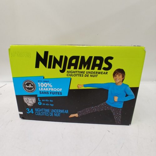 34PK NINJAMAS NIGHTTIME UNDERWEAR - LARGE/64-95LBS (MODEL: 0317799) image 3