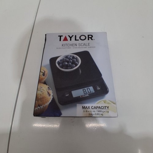 TAYLOR BLACK GLASS DIGITAL STAIN RESISTANT KITCHEN SCALE - 11LB/5KG CAPACITY - BLACK (MODEL: 5280385) image 6