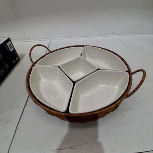 ONEIDA SERVING SET - WHITE AND BROWN (ITEM: 1901792) image 2
