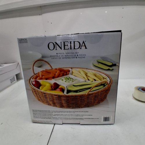 ONEIDA SERVING SET - WHITE AND BROWN (ITEM: 1901792) image 4