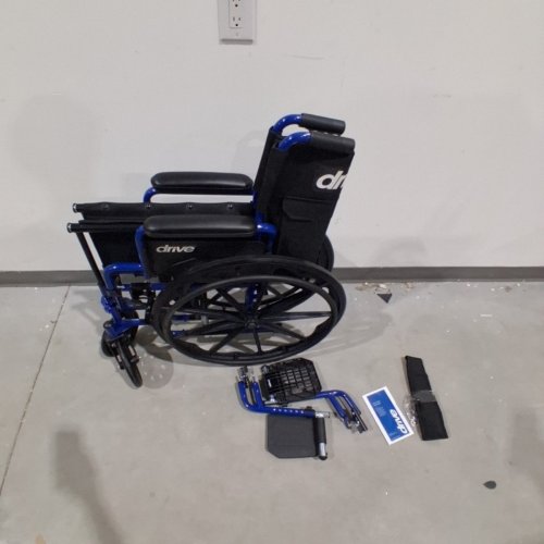 DRIVE MEDICAL SINGLE AXLE BLUE STREAK WHEELCHAIR, FLIP BACK DESK ARM, SWING AWAY FOOTRESTS - 18" - BLUE (BLS18FBD-SF) image 2