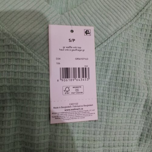 WOMEN'S GEORGE WAFFLE KNIT V-NECK TOP - SMALL - MINT GREEN (STYLE: GRS61071LD) image 2