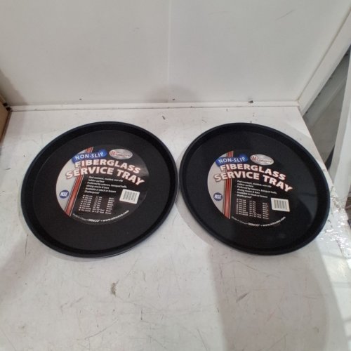 2PK WINCO WINWARE, NON-SLIP FIBERGLASS SERVICE TRAY - 14" - BLACK image 2