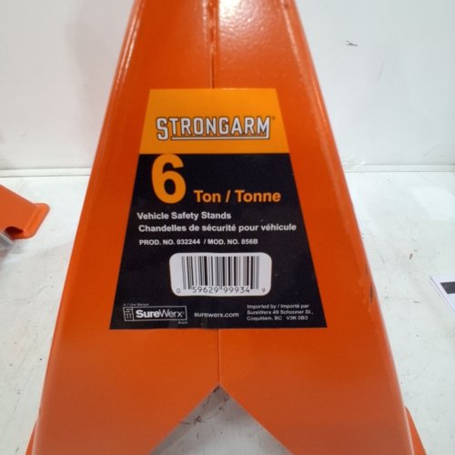 2PC STRONGARM VEHICLE SAFETY STANDS - 6 TON MAX - ORANGE (MODEL: 856B) image 2