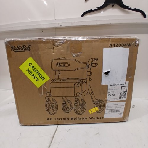 ROLLISROLL ALL TERRAIN ROLLATOR WALKER WITH SEAT AND BACKREST - 12" BIG RUBBER WHEELS/300LBS MAX - BLUE/BLACK - (MODEL: A42004W12) image 4